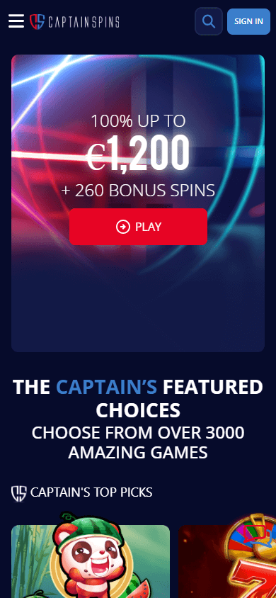 Captain Spins Casino Mobile screenshot